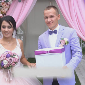 White Card Box with 7 Colored Ribbons