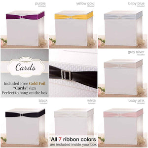 White Card Box with 7 Colored Ribbons - Merry Expressions