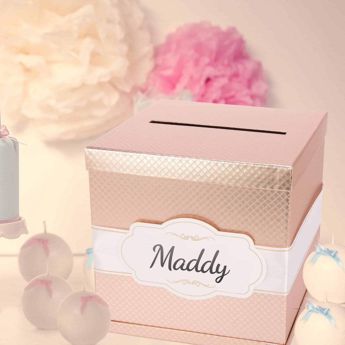 Personalized Elegant Card Box with 7 Ribbons - Perfect for weddings,  birthdays and other events. - Merry Expressions