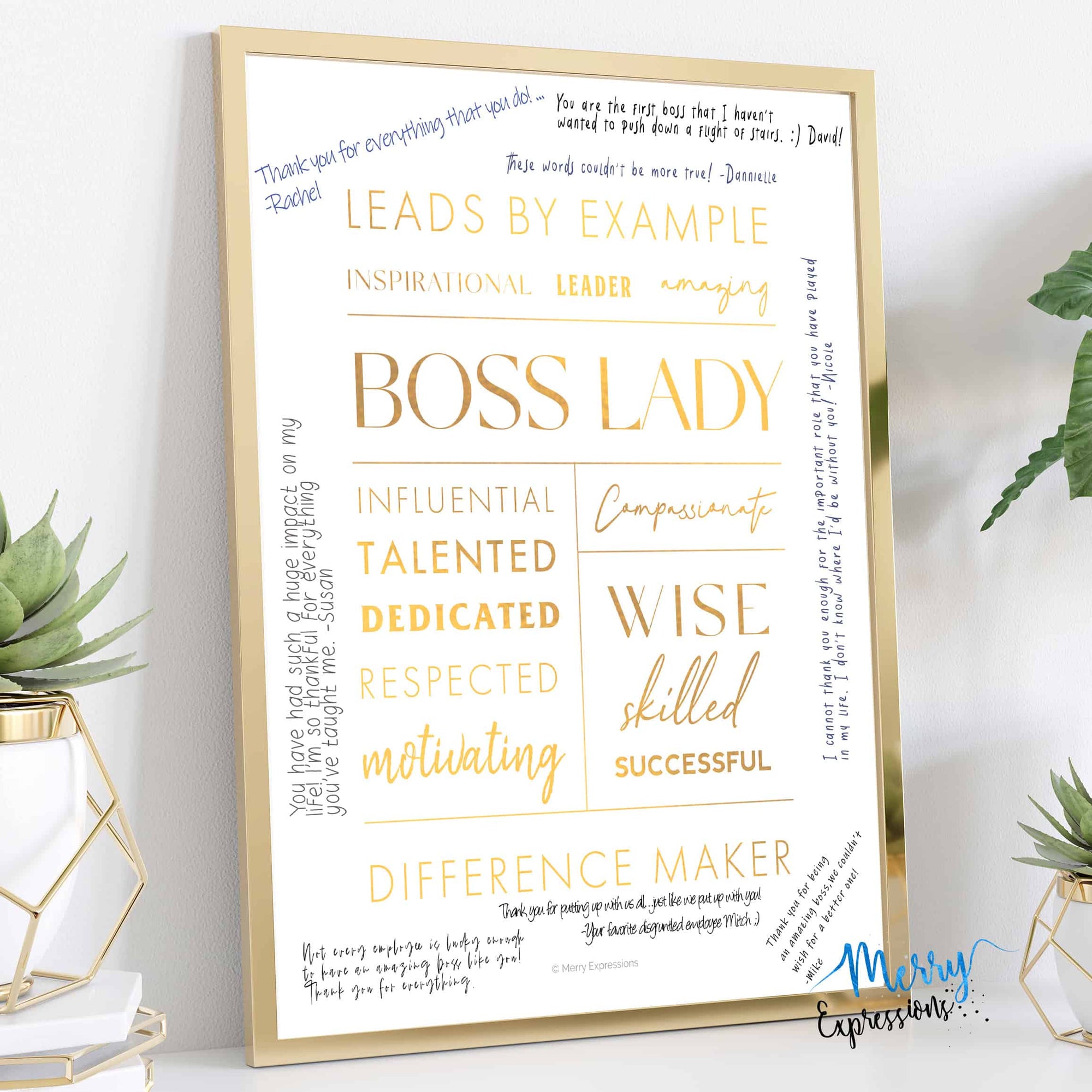 Boss Lady Affirmations Artwork - Gold - Merry Expressions