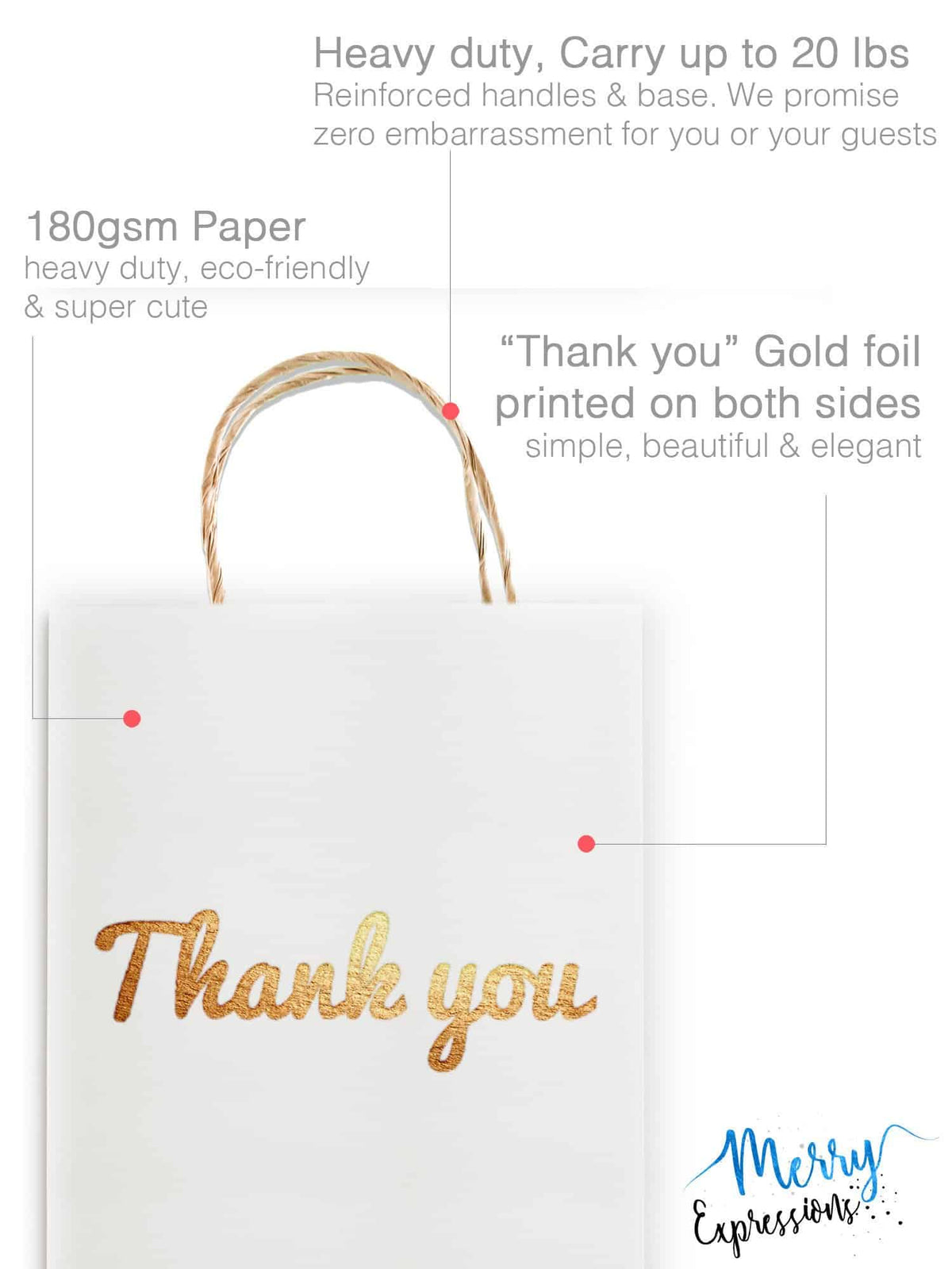 Gold Foil Thank You Bags - Merry Expressions
