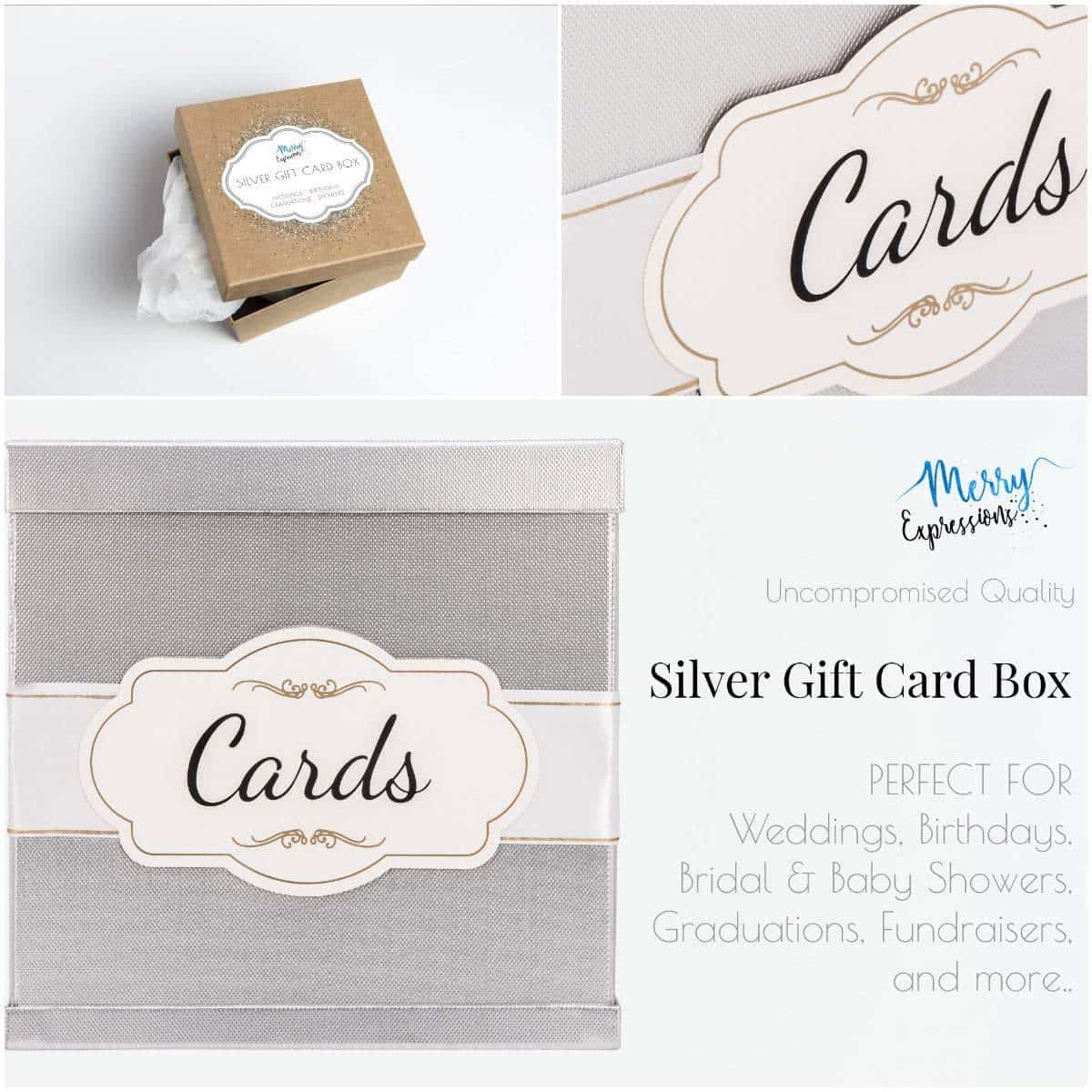 Colored Card Box - Gold, Rose Gold, Burlap, Silver, Black & White
