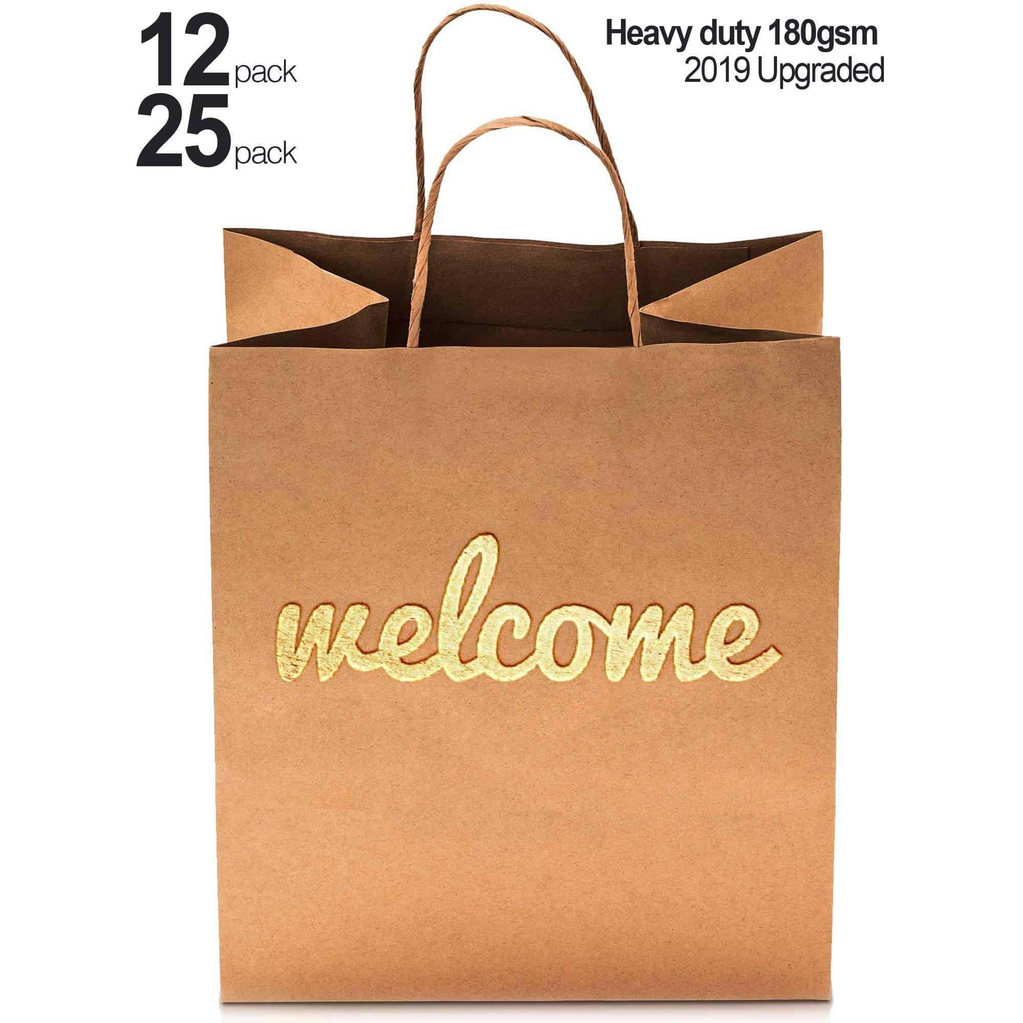  25 Pack Wedding Gift Bag with Tissue Paper - Gold Wedding Gift  Bags for Hotel Guests, Welcome Bags for Wedding Guests Bulk, Wedding Gift  Bags for Hotel Guests, Wedding Welcome Bags