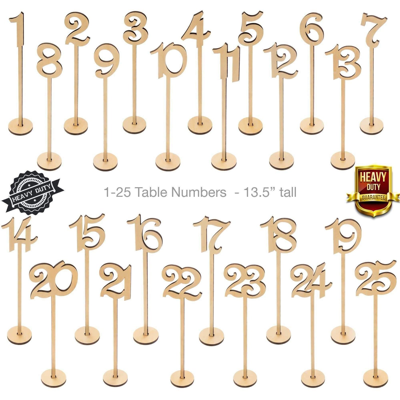 Wooden Table Numbers Set (1-25) - Merry Expressions