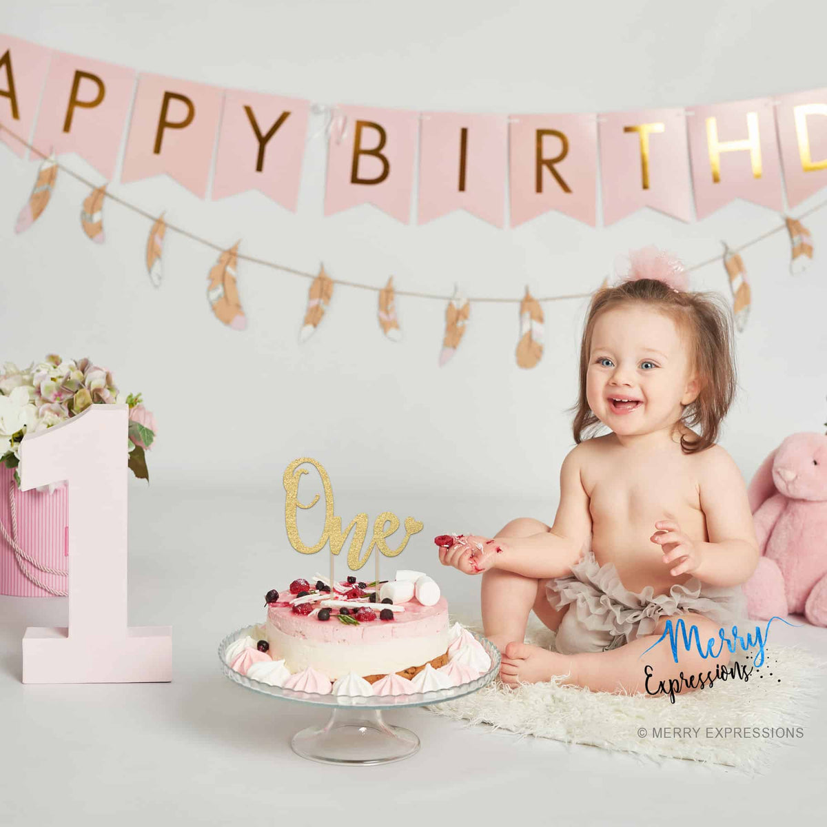 1st Birthday Cake Topper - Merry Expressions