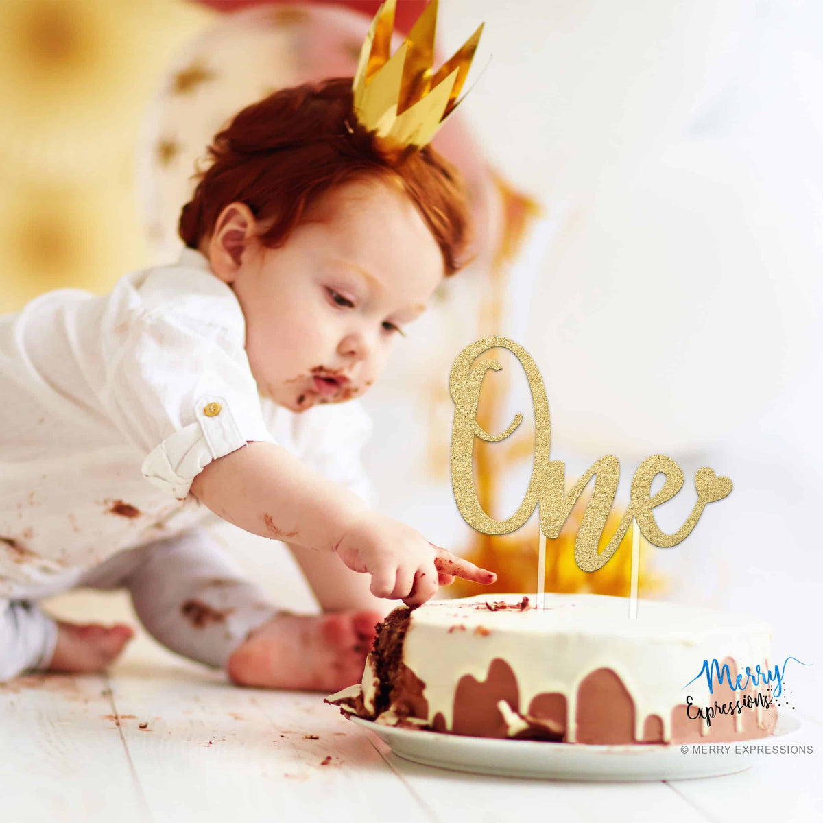 1st Birthday Cake Topper - Merry Expressions