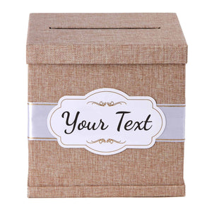 Gift Card Box - Burlap / Personalized Label - Merry Expressions