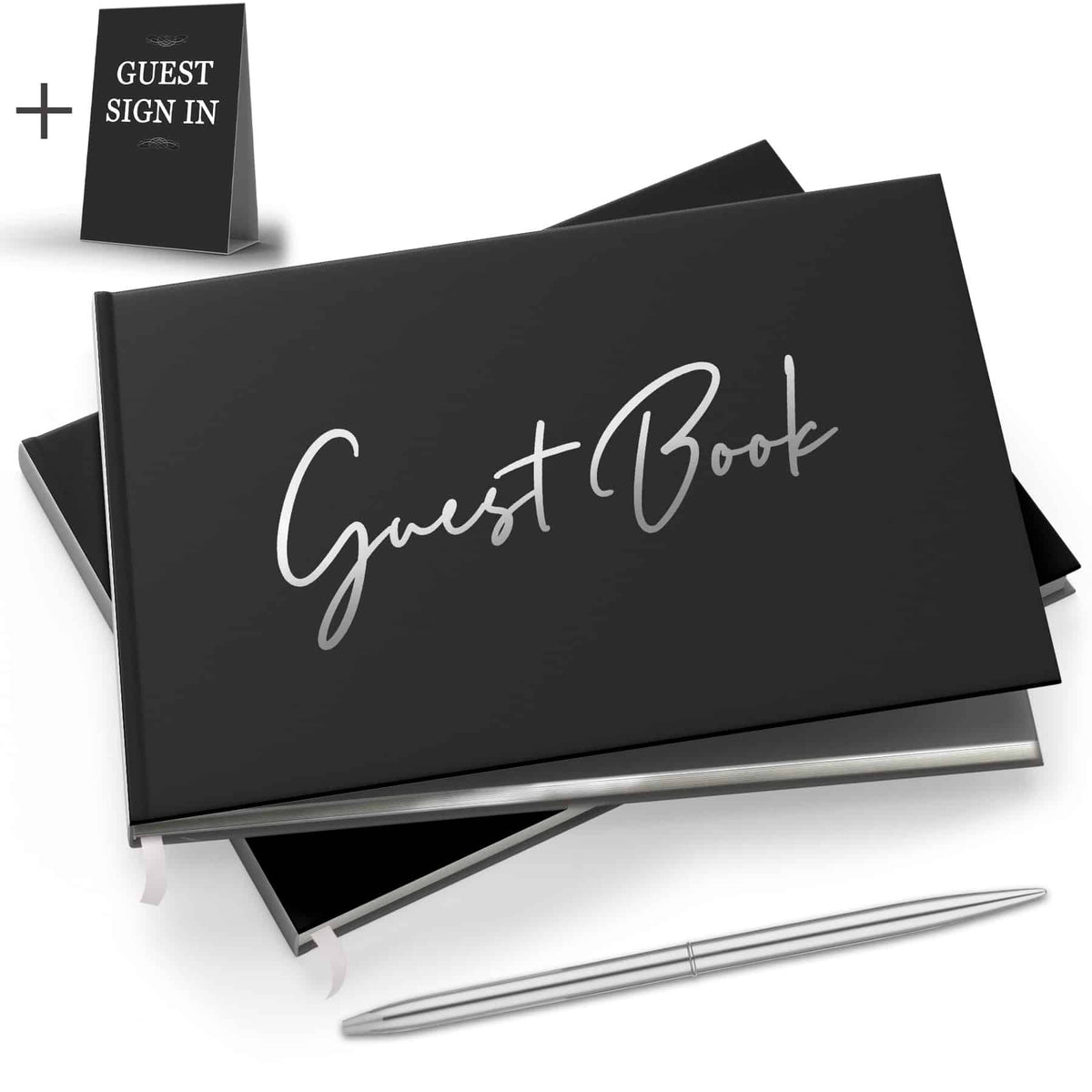 Guest Book & Pen - Black - Merry Expressions