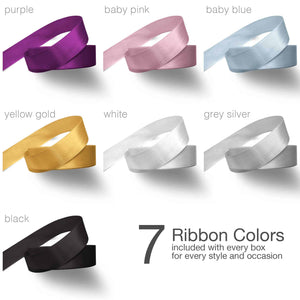 White Card Box with 7 Colored Ribbons - Merry Expressions